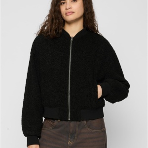 Ladies Oversized Sherpa Bomber Jacket