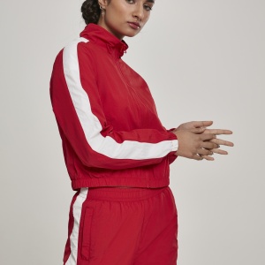 Ladies Short Striped Crinkle Track Jacket blk/wht L - Img 2