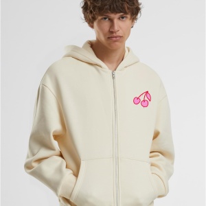 Pink Cherries Fluffy Zip Hoody