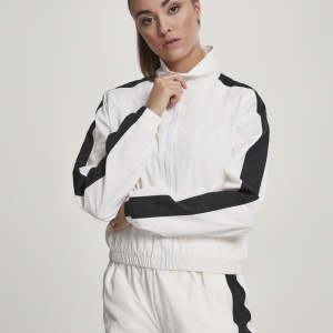 Ladies Short Striped Crinkle Track Jacket blk/wht L - Img 3