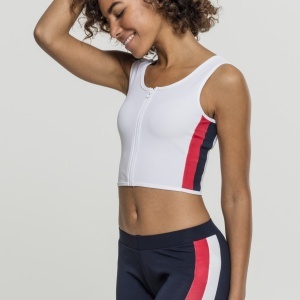 Ladies Side Stripe Cropped Zip Top - Img 3