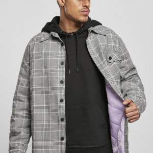 Plaid Out Quilted Shirt Jacket black/white L