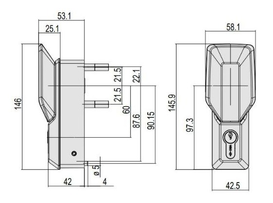 Șild cu buton fix și cheie (art. 1.07A78.35.0.P1) – cote de montaj