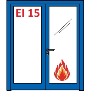 ALUFIRE Usi din Sticla Rezistente la Foc EI2 15, profile din Aluminiu - 2 canate