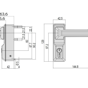Bara antipanica, aplicata pe canat principal, 1 punct, Aluminiu / PVC, Cisa ALPHA Push cu maner extern - Img 6