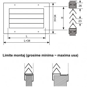 Grila ventilatie 500x200, Aluminiu - Img 2