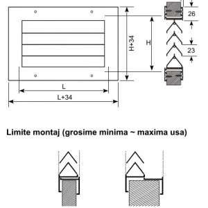 Grila ventilatie 500x200, Aluminiu - Img 2