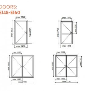 ALUFIRE Usi din Sticla Rezistente la Foc EI2 60, profile din Aluminiu - 2 canate - Img 4