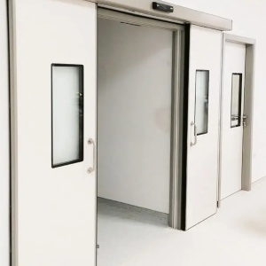 Usa medicala semi-ermetica din HPL, culisanta automata DoorMed HPLMatic STS 40, Novo®Medica - 2 canate