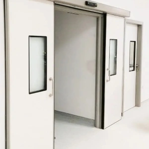 Usa medicala semi-ermetica din HPL, culisanta automata DoorMed HPLMatic STS 40, Novo®Medica - 2 canate