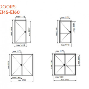 ALUFIRE Usi din Sticla Rezistente la Foc EI2 60, profile din Aluminiu - 1 canat - Img 2