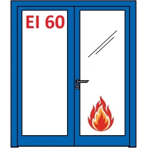 ALUFIRE Usi din Sticla Rezistente la Foc EI2 60, profile din Aluminiu - 2 canate