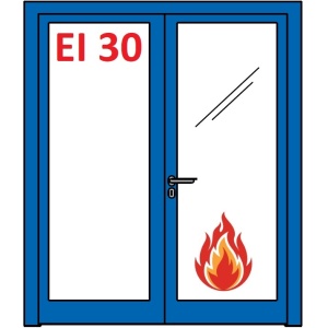 ALUFIRE Usi din Sticla Rezistente la Foc EI2 30, profile din Aluminiu - 2 canate