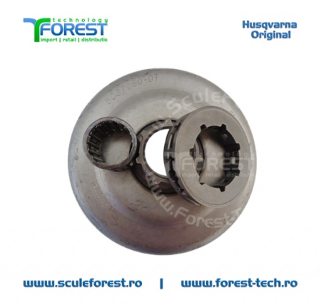 Carcasa ambreiaj originala pentru drujba Husqvarna 51, 55 cu sproket si rulment pas .325" - Img 2