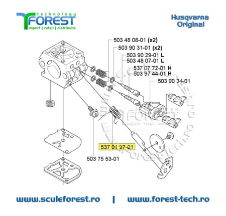 Arc tija acceleratie original la carburator Zama pentru drujba Husqvarna 40, 51, 55 - Img 6
