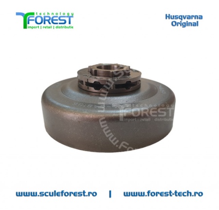 Carcasa ambreiaj originala pentru drujba Husqvarna 136, 137, 141, 142, 235, 235e cu sproket si rulment pas .325" - Img 2