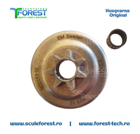 Carcasa ambreiaj originala pentru drujba Husqvarna 40, Jonsered CS2045, CS2050 cu pinion fix si rulment pas .325" - Img 2