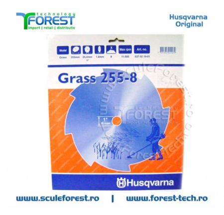 Disc (cutit) motocoasa Husqvarna Grass pt.iarba, 255mm, 8 dinti | SculeForest - Img 2