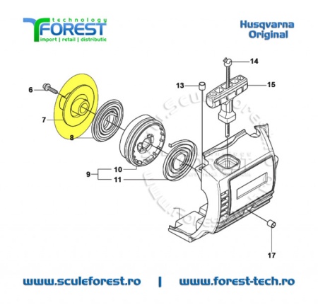Tambur demaror original pentru motocoasa Husqvarna 128R, 323R - Img 6