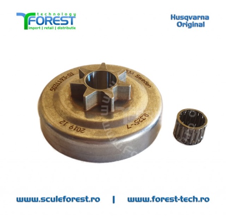 Carcasa ambreiaj originala pentru drujba Husqvarna 40, Jonsered CS2045, CS2050 cu pinion fix si rulment pas .325" - Img 3