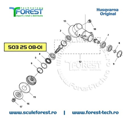 Rulment cu bile original la angrenaj unghiular motocoasa Husqvarna 545RX, 545RXT, 555FXT, 555RXT, 343R, 355FX, 355RX - Img 9