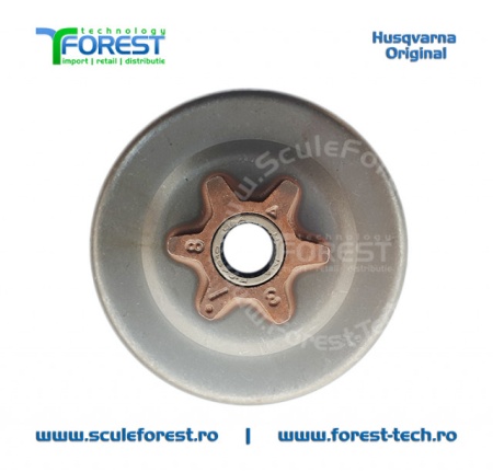 Carcasa ambreiaj originala pentru drujba Husqvarna 130, 135 Mark II cu pinion fix si rulment pas .3/8" - Img 2