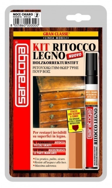 Kit reparare lemn "GRAN CLASSE" culoare MAHON - blister chit + marker - Img 1