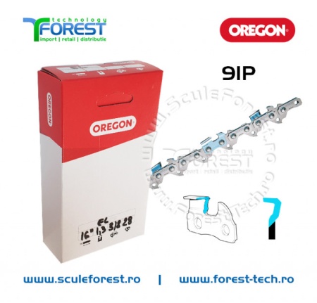 Pachet 5 lanturi drujba Oregon 16"(40cm), 28 dinti, pas 3/8, canal 1.3mm 91P - Img 2