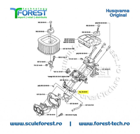 Suport carburator drujba Husgvarna 570, 575XP - Img 8