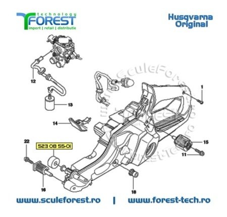 Amortizor limitator original pentru drujba Husqvarna 545, 550XP, 555, 560XP, 562XP, 565, 572XP, 592XP - Img 6