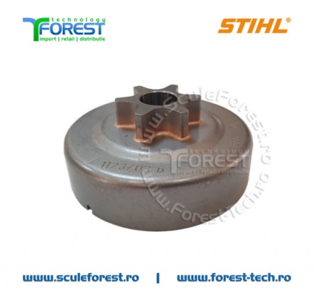 Carcasa ambreiaj originala pentru drujba Stihl MS017, MS018, MS019, MS170, MS 170c, MS180, MS 180C, MS 190T, MS191T cu pinion fix pas .3/8" - Img 2