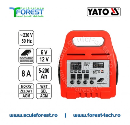 Redresor auto YATO, 6/12V, 8A, 5 - 200Ah - Img 3