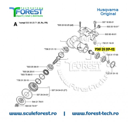 Rulment cu bile original la angrenaj unghiular motocoasa Husqvarna 343R, 345R, 545RX - Img 4