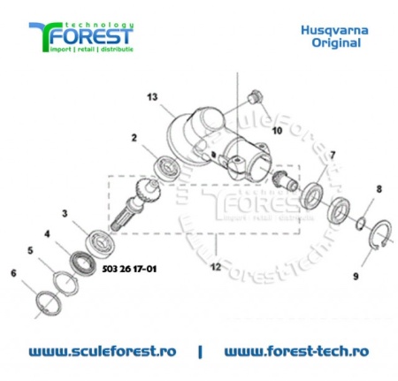 Semering original pentru angrenaj unghiular 343R, 545RX, 545RXT - Img 6