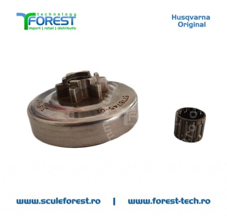 Carcasa ambreiaj originala pentru drujba Husqvarna 135, 135e, 140, 140e cu pinion fix si rulment pas .3/8" - Img 5