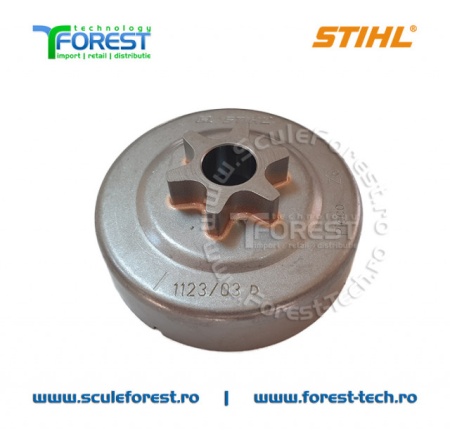 Carcasa ambreiaj originala pentru drujba Stihl MS017, MS018, MS019, MS170, MS 170c, MS180, MS 180C, MS 190T, MS191T cu pinion fix pas .3/8" - Img 3