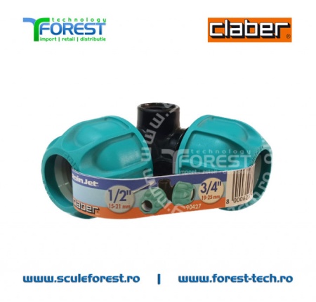 Cot Claber de 90° cu mufe de 3/4" si conector de legatura de 1/2" - Img 3