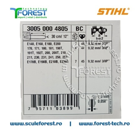 Lama drujba Stihl 30cm pas 3/8 canal 1.3mm Rollomatic E Mini (44 eclise) - Img 11