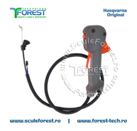 Maner acceleratie complet original cu cabluri pentru motocoasa Husqvarna 128R - Img 2