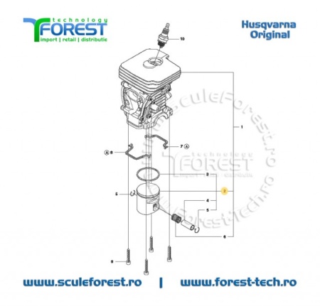 Piston original drujba Husqvarna 135, 435, 435e, 440, Jonsered CS2240, McCulloch CS350 - Img 6