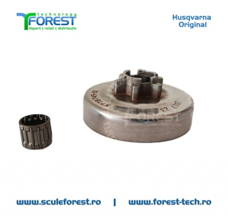 Carcasa ambreiaj originala pentru drujba Husqvarna 135, 135e, 140, 140e cu pinion fix si rulment pas .3/8" - Img 6