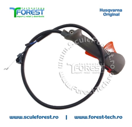 Maner acceleratie complet original cu cabluri pentru motocoasa Husqvarna 128R - Img 3