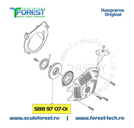Tambur demaror original pentru drujba Husqvarna 130 - Img 8