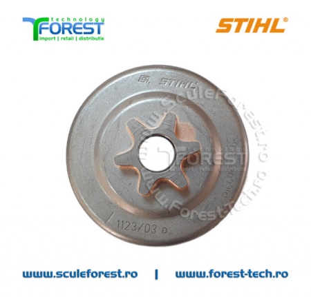 Carcasa ambreiaj originala pentru drujba Stihl MS017, MS018, MS019, MS170, MS 170c, MS180, MS 180C, MS 190T, MS191T cu pinion fix pas .3/8" - Img 6