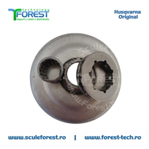 Carcasa ambreiaj originala pentru drujba Husqvarna 51, 55 cu sproket si rulment pas .325" - Img 2