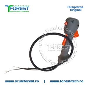 Maner acceleratie complet original cu cabluri pentru motocoasa Husqvarna 135R - Img 3