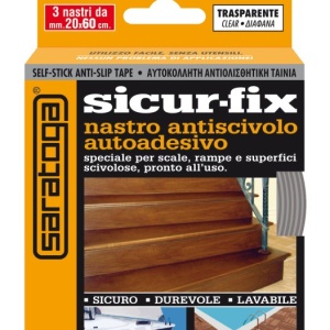 Banda auto-adeziva antiderapanta SICUR-FIX transparenta - 3 buc. x 19mm x 60cm
