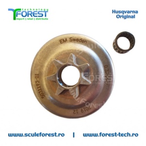 Carcasa ambreiaj originala pentru drujba Husqvarna 40, Jonsered CS2045, CS2050 cu pinion fix si rulment pas .325" - Img 2