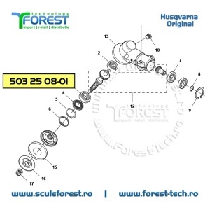 Rulment cu bile original la angrenaj unghiular motocoasa Husqvarna 545RX, 545RXT, 555FXT, 555RXT, 343R, 355FX, 355RX - Img 9