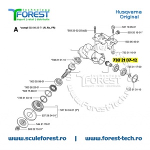 Rulment cu bile original la angrenaj unghiular motocoasa Husqvarna 343R, 345R, 545RX - Img 4
